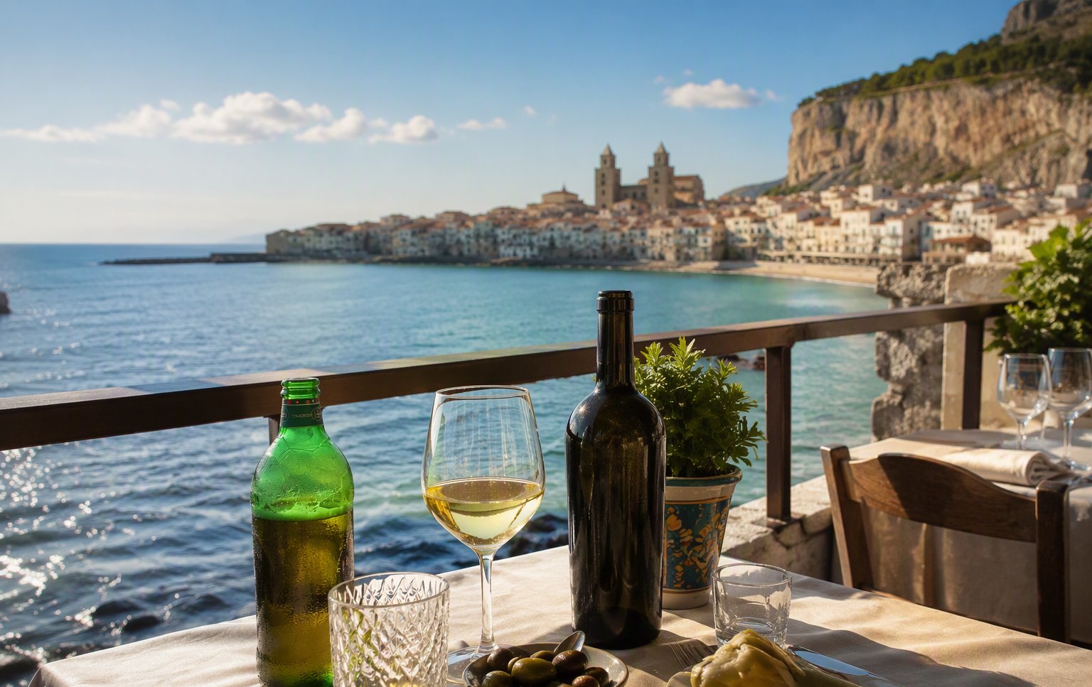 Terrazza sul mare del ristorante Da Sasà a Cefalù